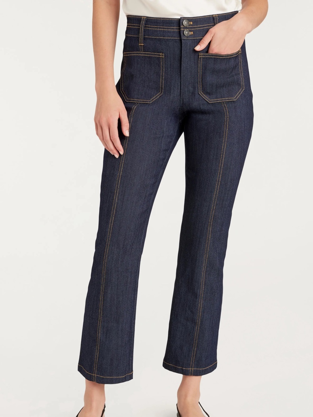Cinq à Sept Dorothea Indigo High Rise Cropped Flare Jeans Size 0 - Picture 5 of 15